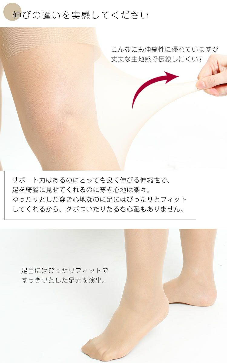 大きいサイズ レディース ストッキング ビッグサイズ股ズレ防止 股ずれ 股擦れ 股ヅレ 【日本製ストッキング】 pure-001 【メール便可】