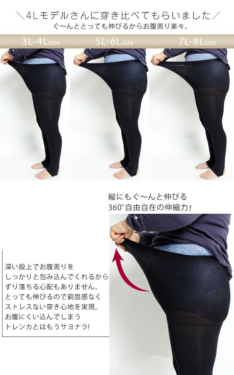 大きいサイズ レディース 日本製 美脚トレンカ pure-002 【メール便可】