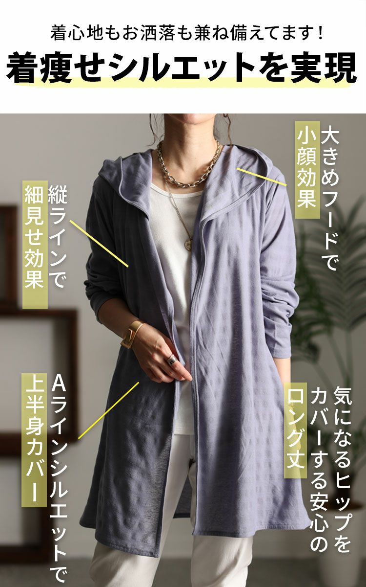 大きいサイズ レディース UV対策吸湿速乾フーディーカーディガン　map-98l