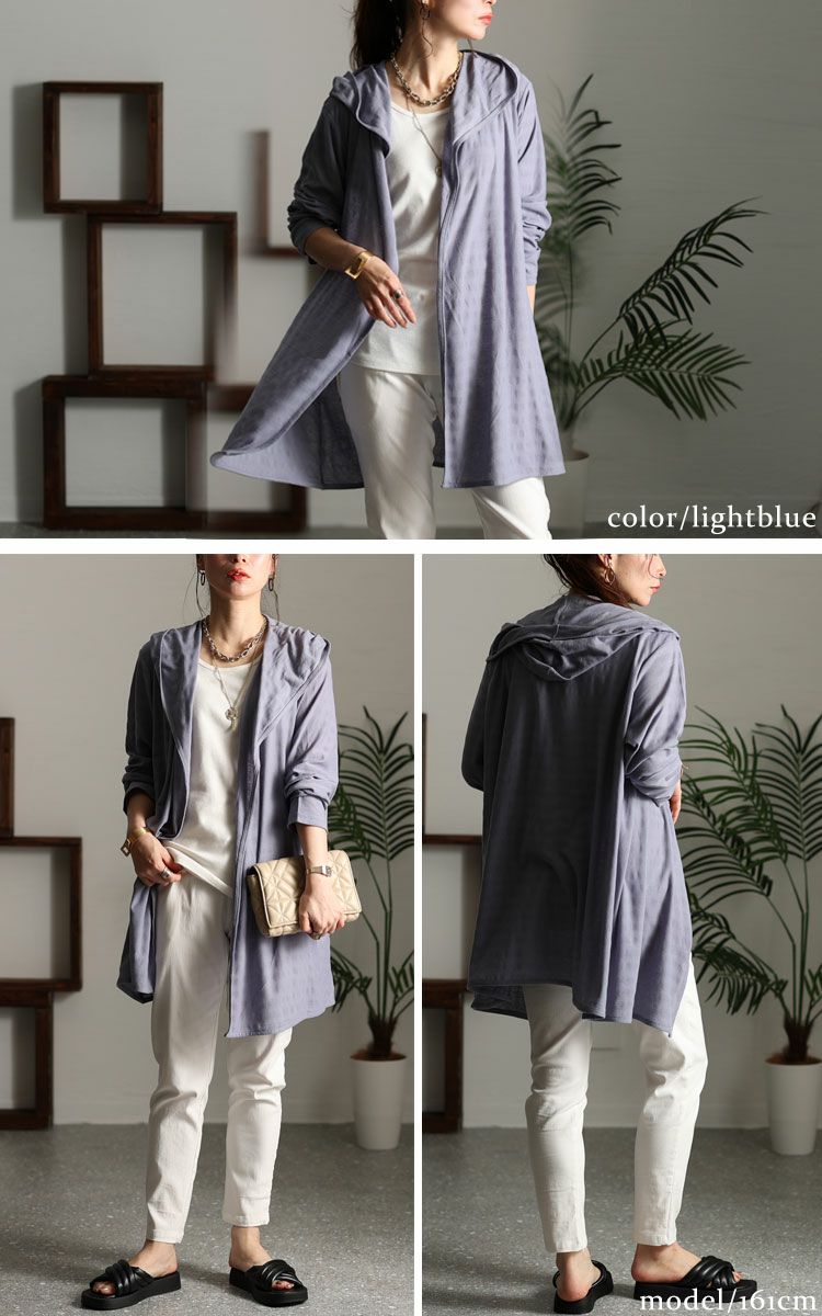 大きいサイズ レディース UV対策吸湿速乾フーディーカーディガン　map-98l