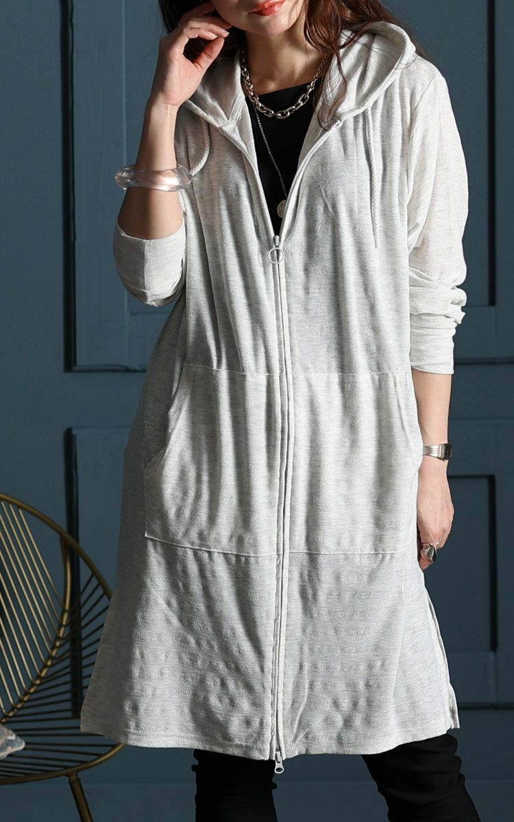 大きいサイズ レディース UV対策吸湿速乾ジップアップロングパーカー　map-97l