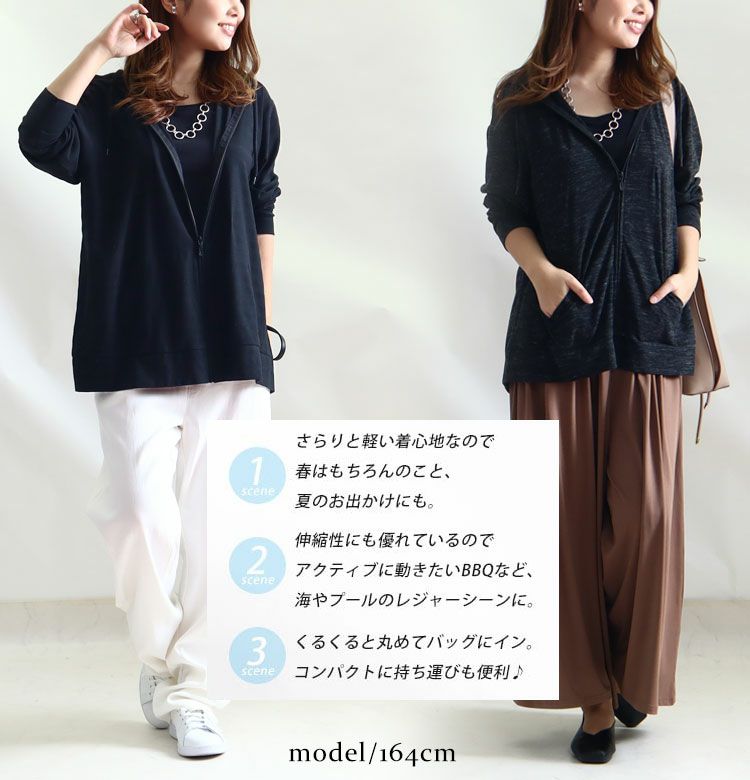 大きいサイズ レディース UV対策吸湿速乾ジップアップパーカー　map-79l