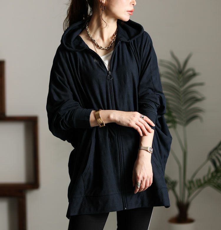 大きいサイズ レディース UV対策吸湿速乾ドルマンジップアップパーカー　map-348l