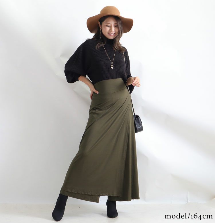 大きいサイズ レディース 巻きスカート風ワイドパンツ　sw-0182