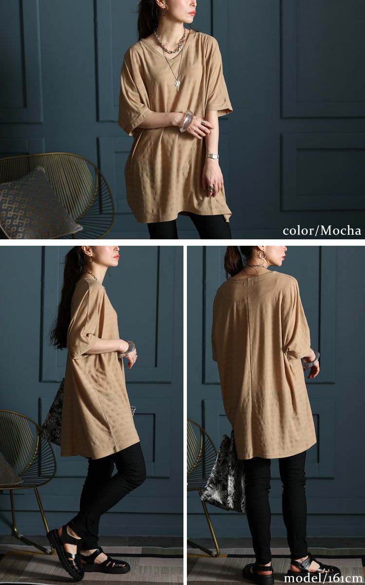 大きいサイズ レディース UV対策＆吸湿速乾VネックドルマンTシャツ　map-85l