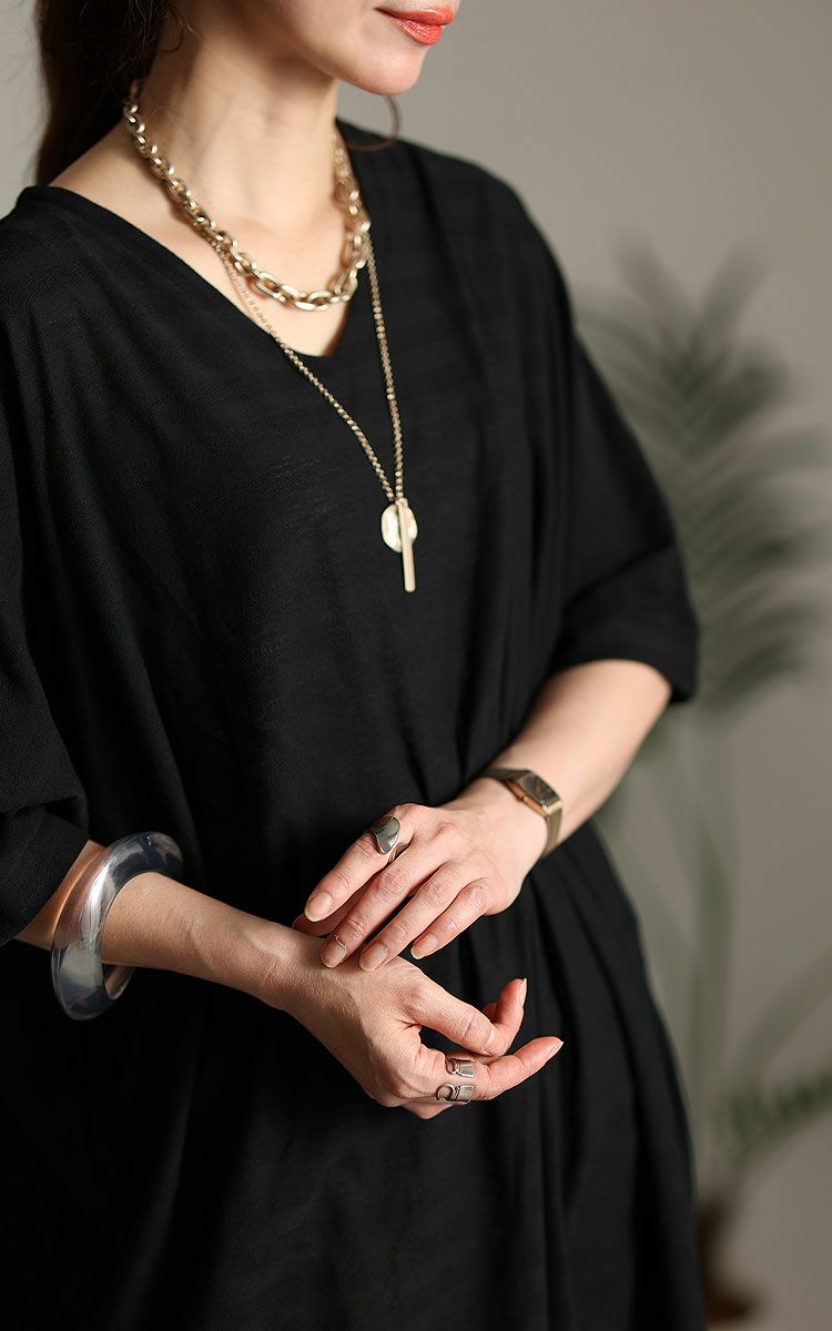 大きいサイズ レディース UV対策＆吸湿速乾VネックドルマンTシャツ　map-85l