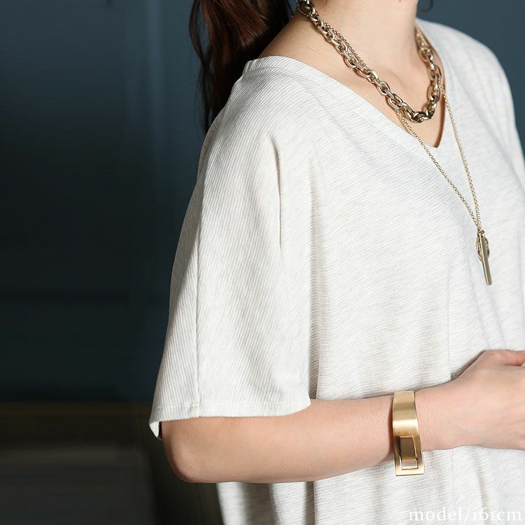 大きいサイズ レディース UV対策＆吸湿速乾Vネックスリット入りワンピース　map-83l