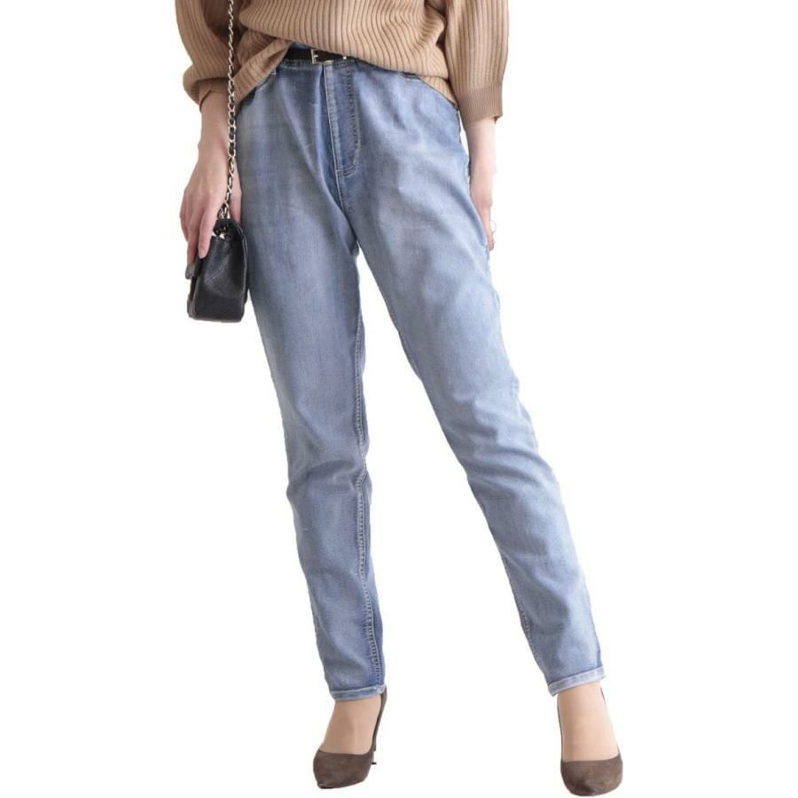 大きいサイズ レディース プルオンスキニーデニム 【低身長さんサイズ有】　tkb-127679320 ブリーチ（股下63cm）