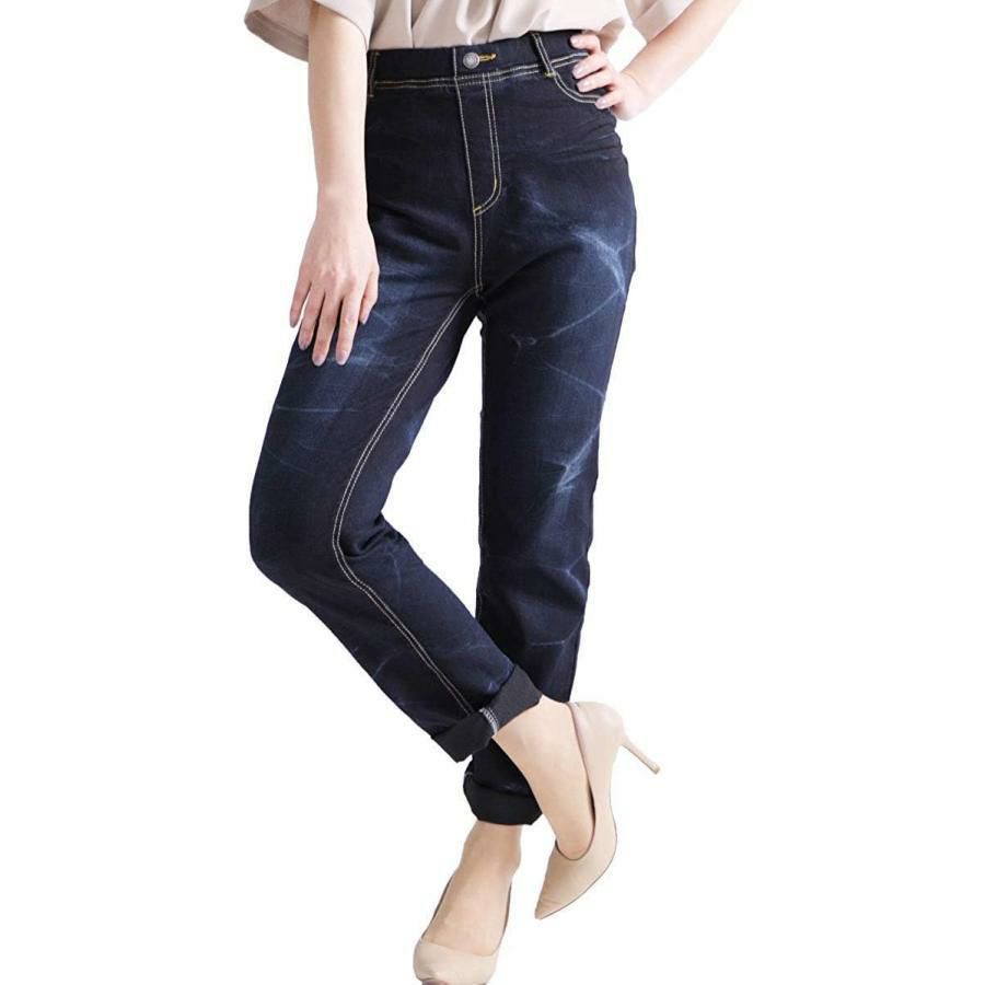 大きいサイズ レディース プルオンスキニーデニム 【低身長さんサイズ有】　tkb-127679320 ネイビー（股下73cm）