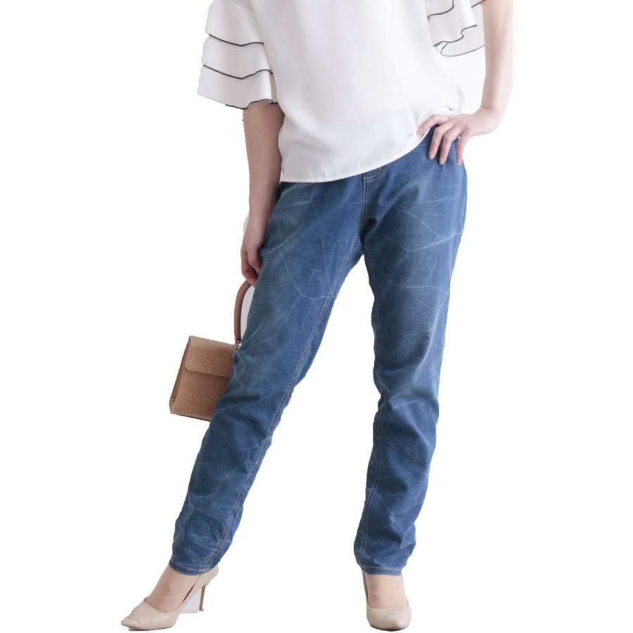 大きいサイズ レディース プルオンスキニーデニム 【低身長さんサイズ有】　tkb-127679320 ブルー（股下63cm）