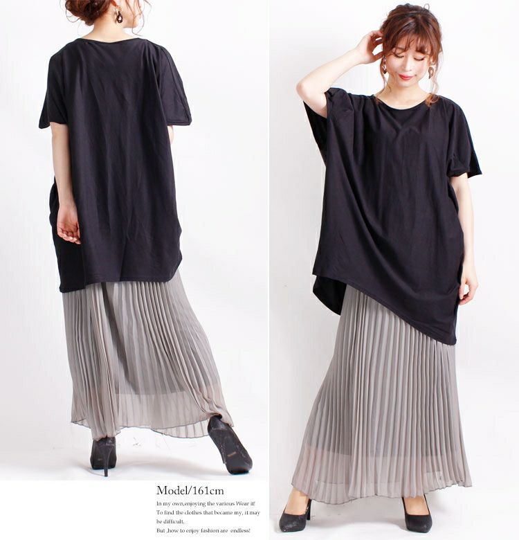 大きいサイズ レディース アシンメトリーコットンカットソー　wk-0056