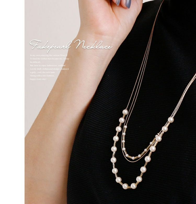 大きいサイズ レディース 3wayフェイクパールネックレス　humio-014 【メール便可】