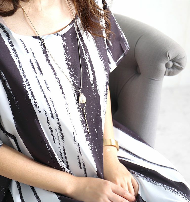 大きいサイズ レディース しずく形コットンパールネックレス　humio-012 【メール便可】