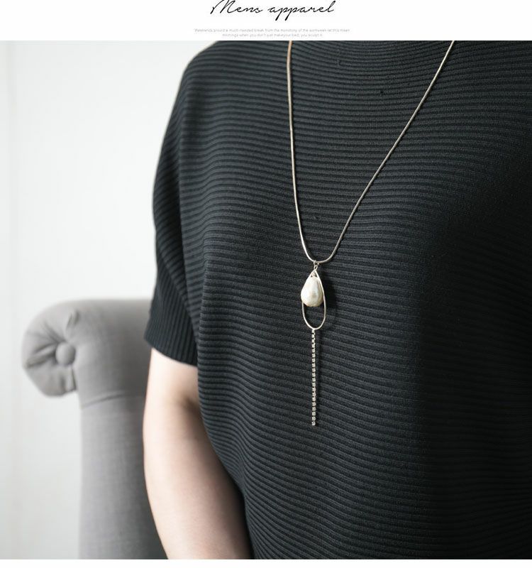 大きいサイズ レディース しずく形コットンパールネックレス　humio-012 【メール便可】