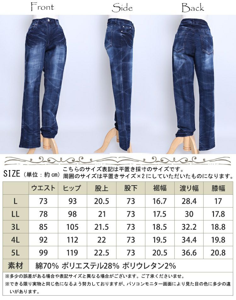 大きいサイズ レディース ウォッシュスキニーストレッチデニム　tkb-127679430