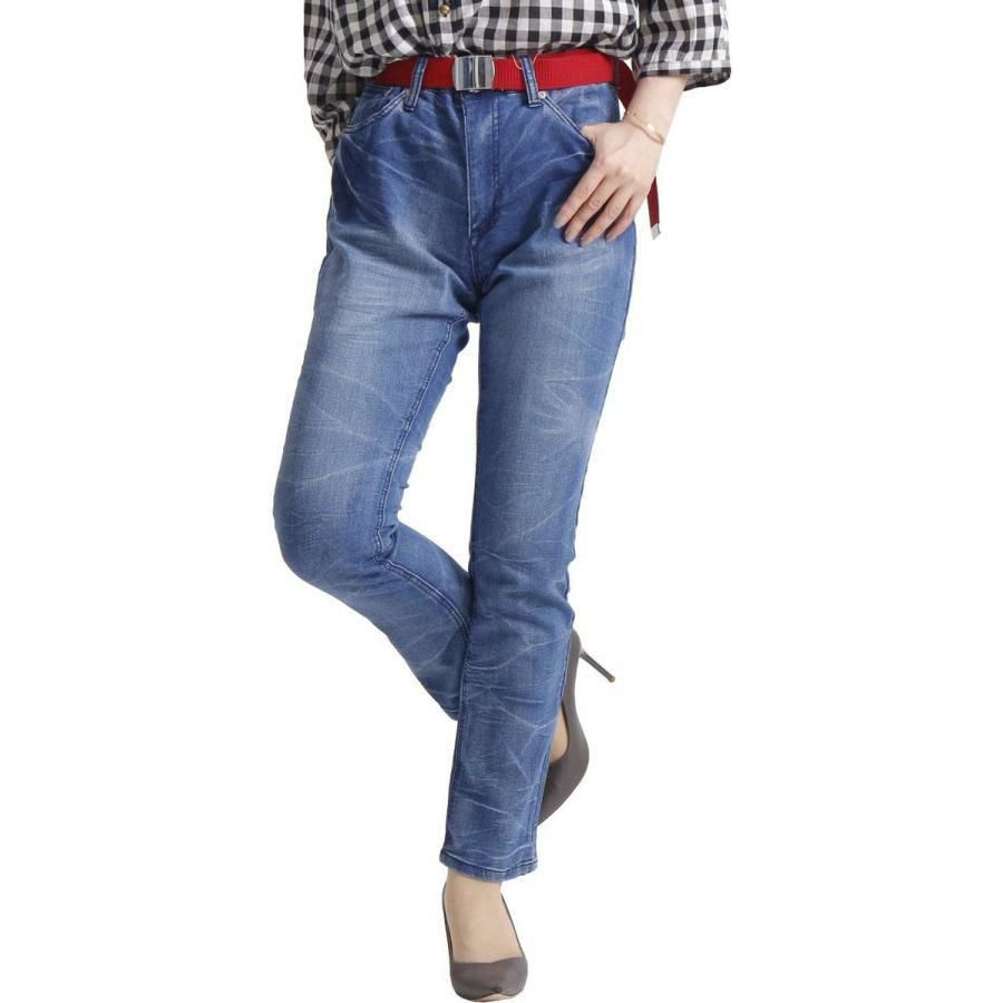 大きいサイズ レディース ウォッシュスキニーストレッチデニム　tkb-127679430 ブルー