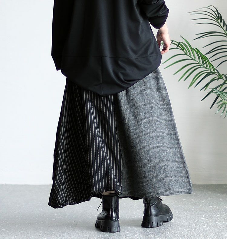 大きいサイズ レディース 異素材切替え変形スカート　sw-0233