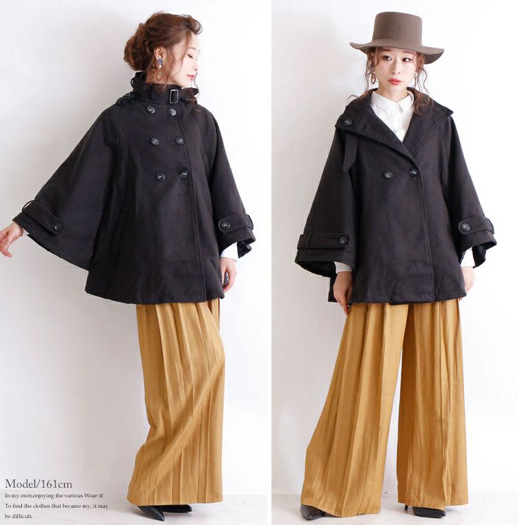 大きいサイズ レディース ケープ風ポンチョコート　jp194