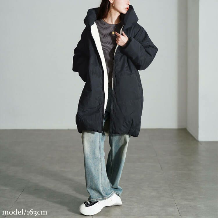 大きいサイズ レディース 裏ボアショールカラー中綿コート　toyo-e005