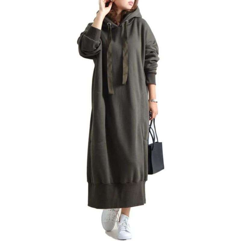 大きいサイズ レディース 裏起毛パーカーコクーンワンピース toyo-0004