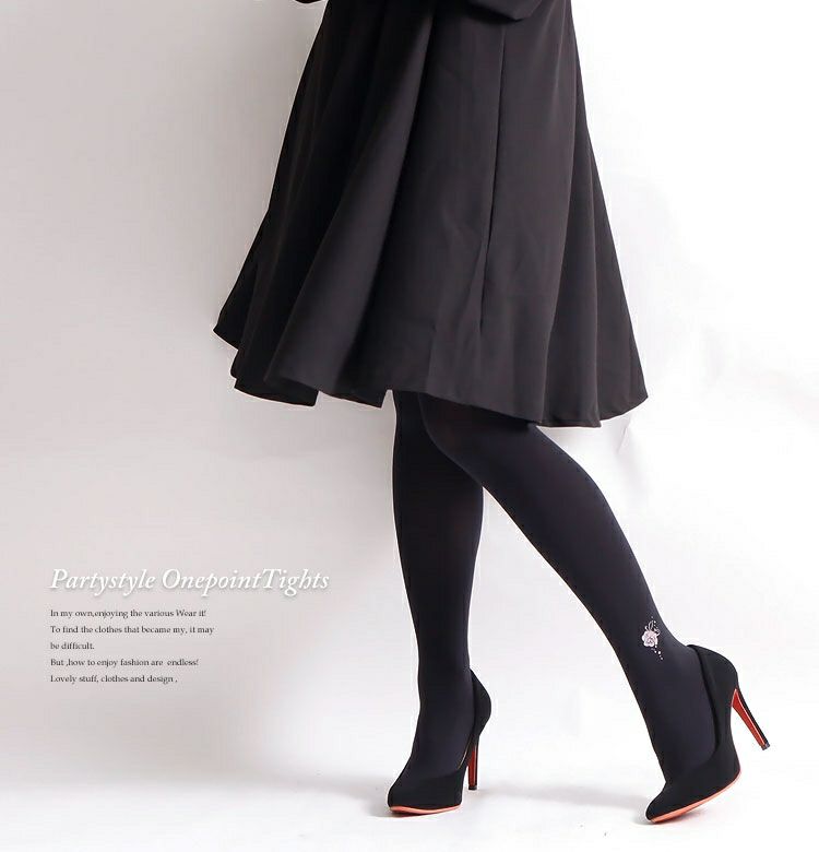 大きいサイズ レディース ワンポイント80デニールタイツ　pure-008