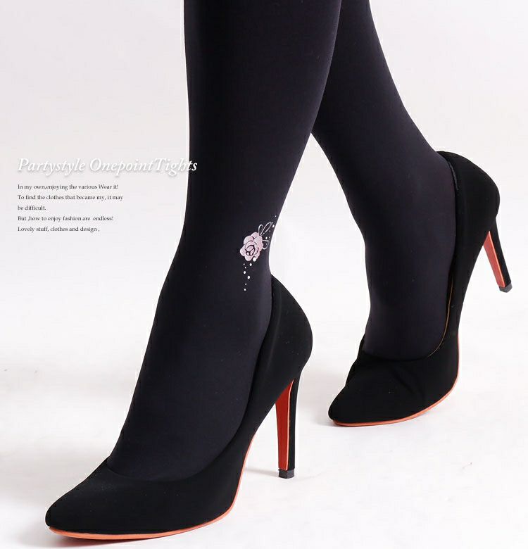 大きいサイズ レディース ワンポイント80デニールタイツ　pure-008