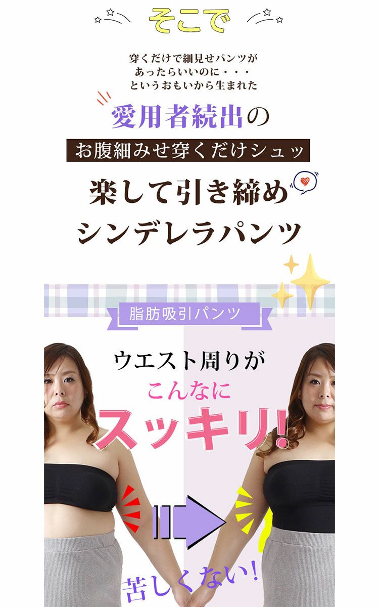 大きいサイズ レディース もう下腹出させない！楽して引き締めシンデレラパンツ　humio-043【メール便可】3分丈 股擦れ 股ズレ 股ずれ