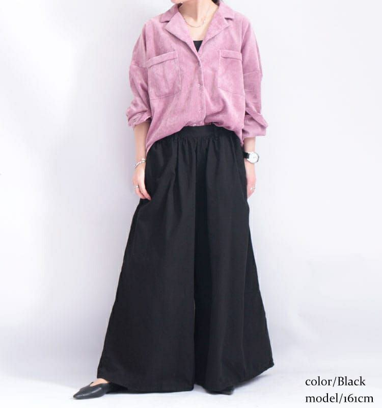 大きいサイズ レディース ツイルワイドパンツ　wc-0171