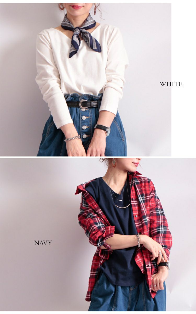 大きいサイズ レディース Vネックコットンカットソー　wk-0153