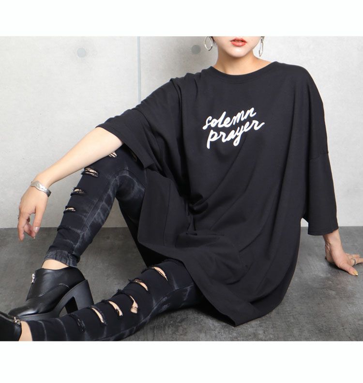 大きいサイズ レディース ビッグTシャツプリントワンピース　map-358