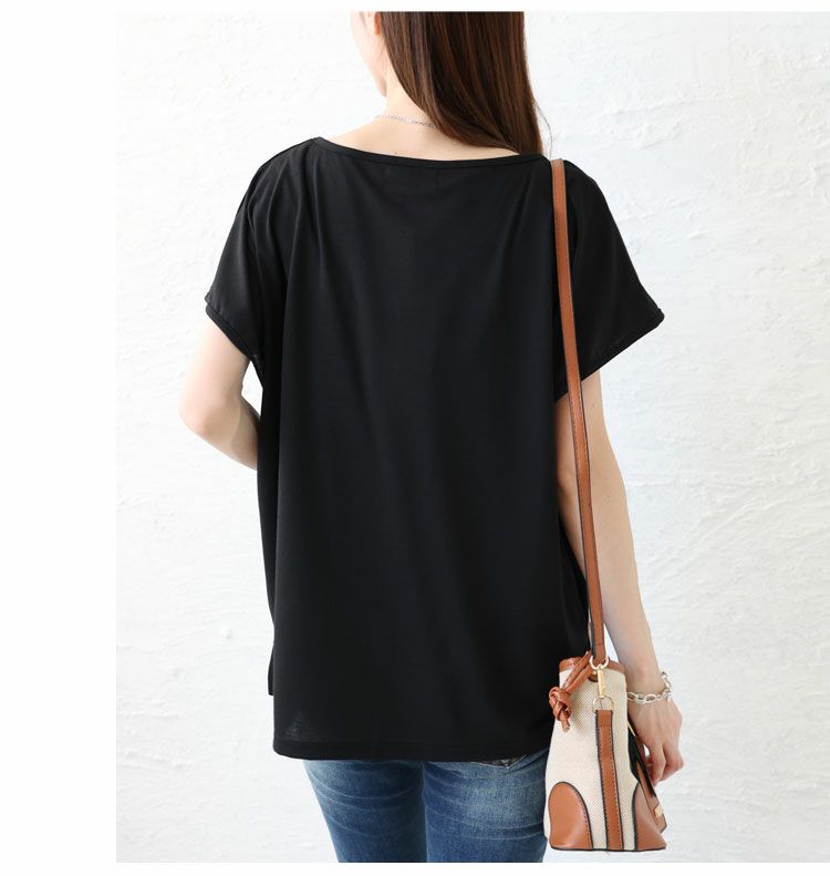 大きいサイズ レディース VネックロゴTシャツ　jp254