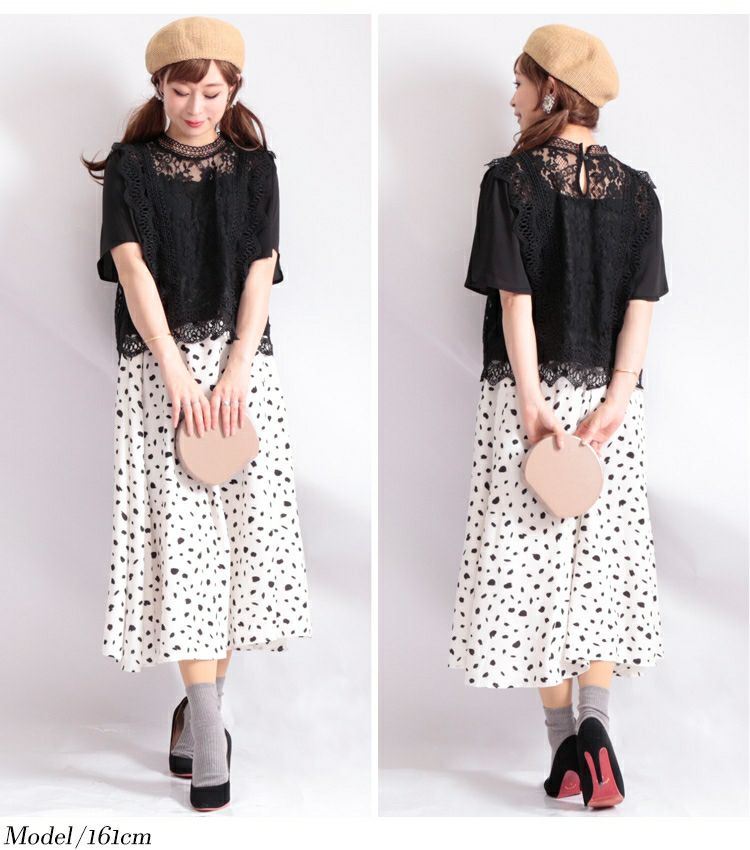 大きいサイズ レディース ハイネックレースブラウス　anc-31454