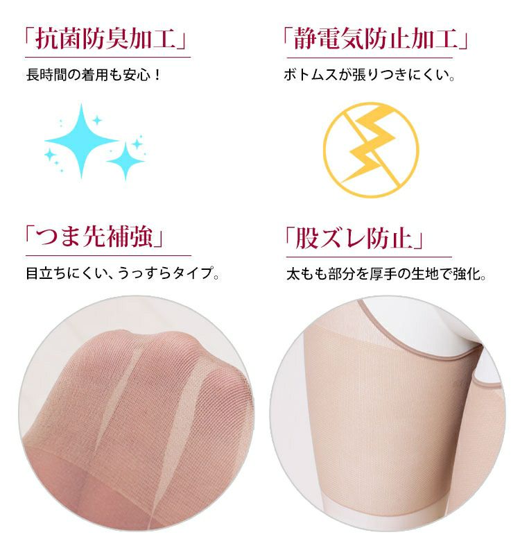 大きいサイズ レディース 【おトイレ上手さん パンツを下ろすだけ！】日本製穴あきストッキング　pure-009【メール便可】