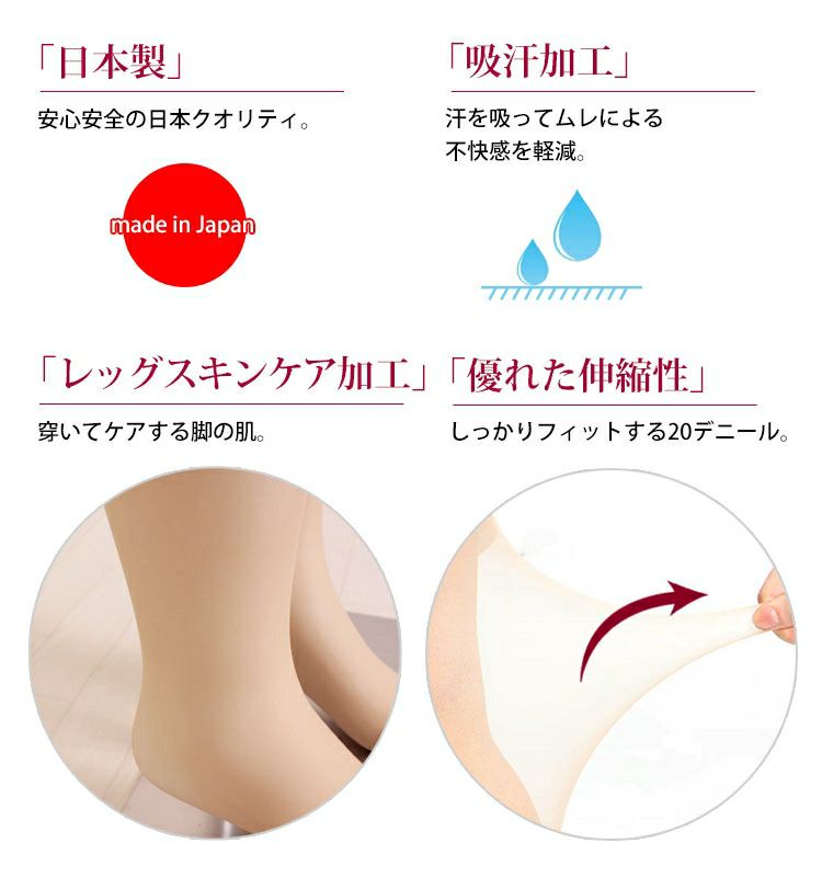 大きいサイズ レディース 【おトイレ上手さん パンツを下ろすだけ！】日本製穴あきストッキング　pure-009【メール便可】
