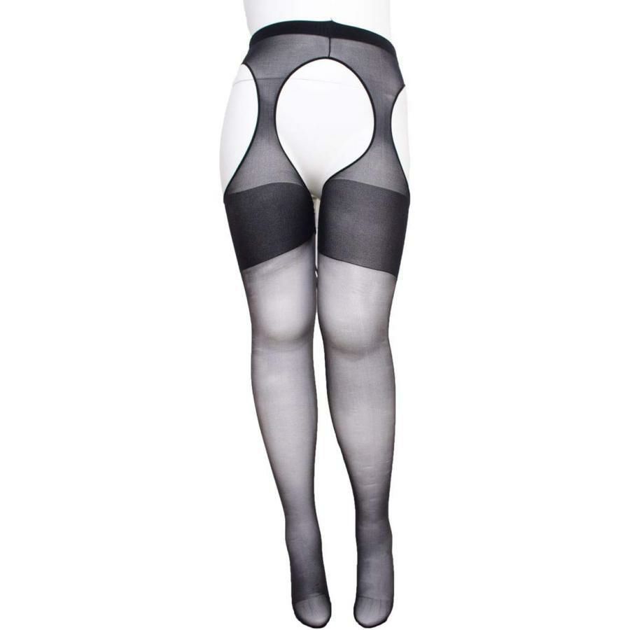 大きいサイズ レディース 【おトイレ上手さん パンツを下ろすだけ！】日本製穴あきストッキング　pure-009【メール便可】 ブラック