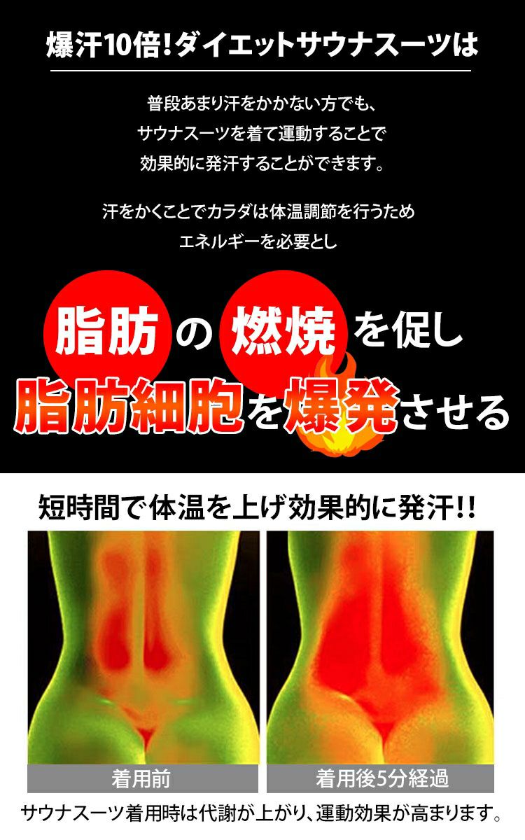 大きいサイズ レディース 爆汗10倍！着るだけダイエットサウナスーツ　goldy-483