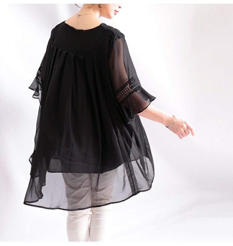 大きいサイズ レディース シフォンチュニック　goldy-475