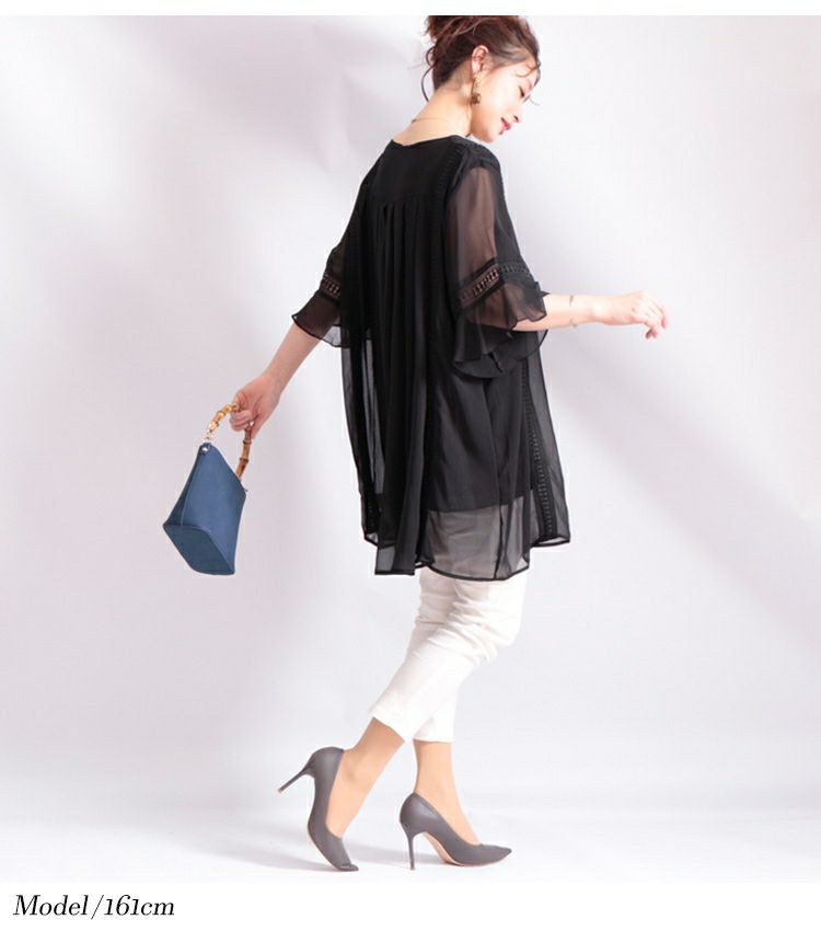 大きいサイズ レディース シフォンチュニック　goldy-475