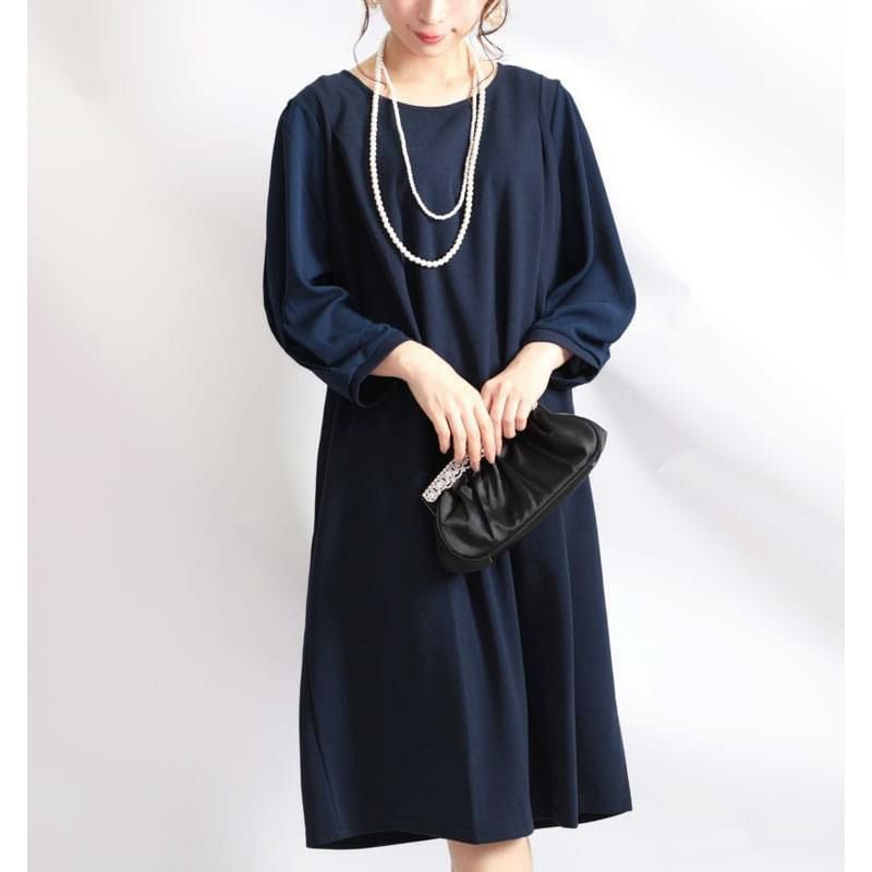 大きいサイズ レディース カットジョーゼットワンピース　mncut-102191 ネイビー