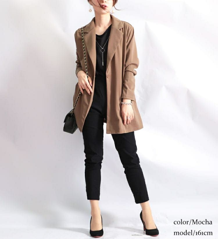 大きいサイズ レディース カットジョーゼットロングテーラードジャケット　mncut-102204