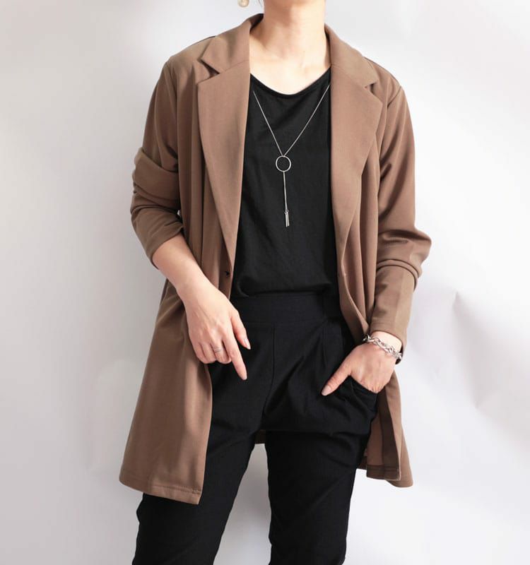 大きいサイズ レディース カットジョーゼットロングテーラードジャケット　mncut-102204