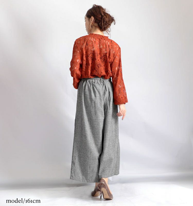 大きいサイズ レディース グレンチェックパンツ　sw-0321