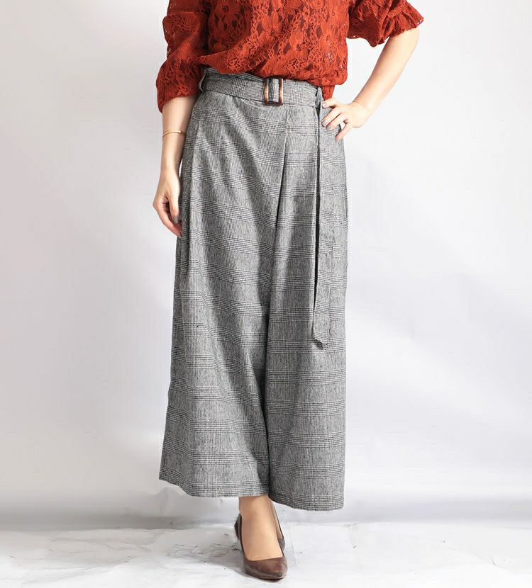 大きいサイズ レディース グレンチェックパンツ　sw-0321