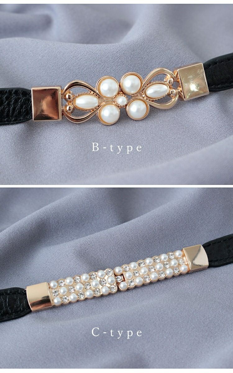 大きいサイズ レディース デザインナローゴムベルト　art-type【メール便可】