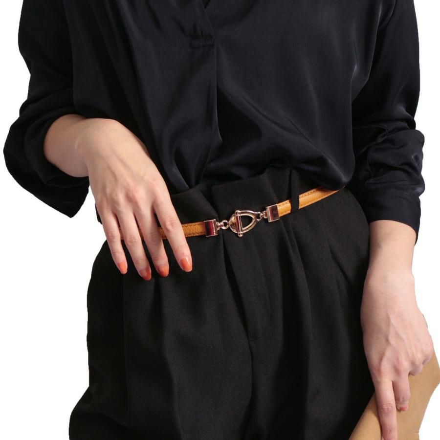 大きいサイズ レディース スライドビット細ベルト　art-sp-915【メール便可】 キャメル