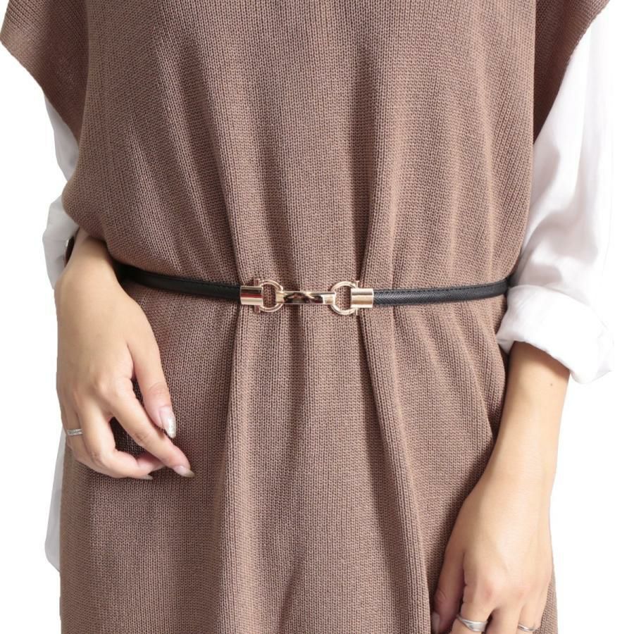 大きいサイズ レディース スライドビット細ベルト　art-sp-914【メール便可】 ブラック