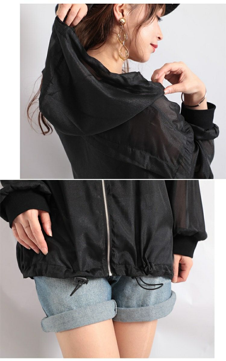 大きいサイズ レディース シースルーパーカー　fem-078