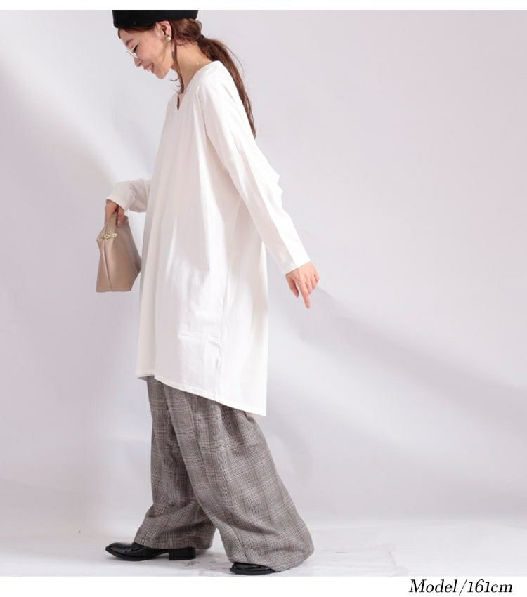 大きいサイズ レディース Vネックカットソーチュニック　maru-6402