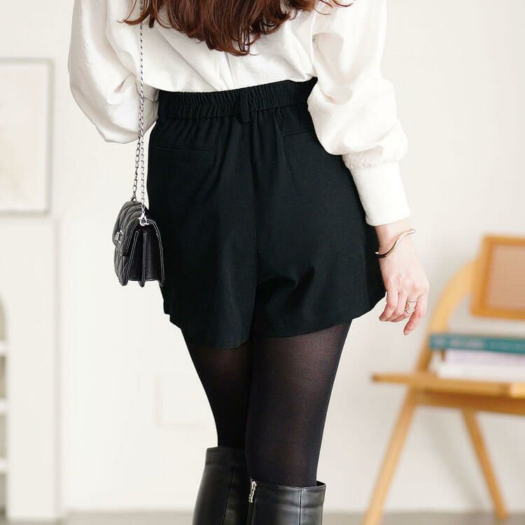 大きいサイズ レディース バックウエストゴムキュロットショートパンツ　goldy-529