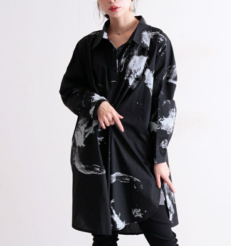 大きいサイズ レディース モノトーンデザインチュニックシャツ　gold793【メール便可】